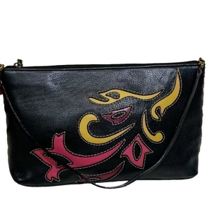 Sharif Studio Brazil black leather vintage clutch with handle